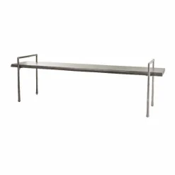 Acacia Live Edge Gray Bench with Textured Iron Frame
