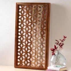 Acacia Wood Laser Cutout Wall Panel - Diamond