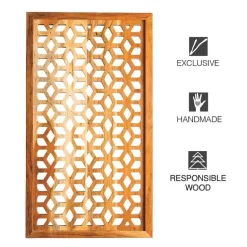 Acacia Wood Laser Cutout Wall Panel - Diamond