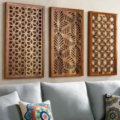 Acacia Wood Laser Cutout Wall Panel - Leaf