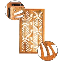 Acacia Wood Laser Cutout Wall Panel - Leaf