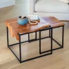 Acacia Wood Waterfall Nesting Tables, Set of 2
