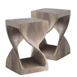 18" Agate Gray Twisty Stool, Set of 2