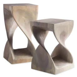 Agate Gray Twisty Stool, Set of 2
