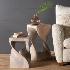 Agate Gray Twisty Stool, Set of 2