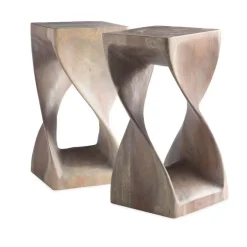 23" Agate Gray Twisty Stools, Set of 2