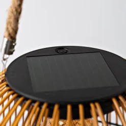 All-Weather Faux Rattan Solar Lantern, Round