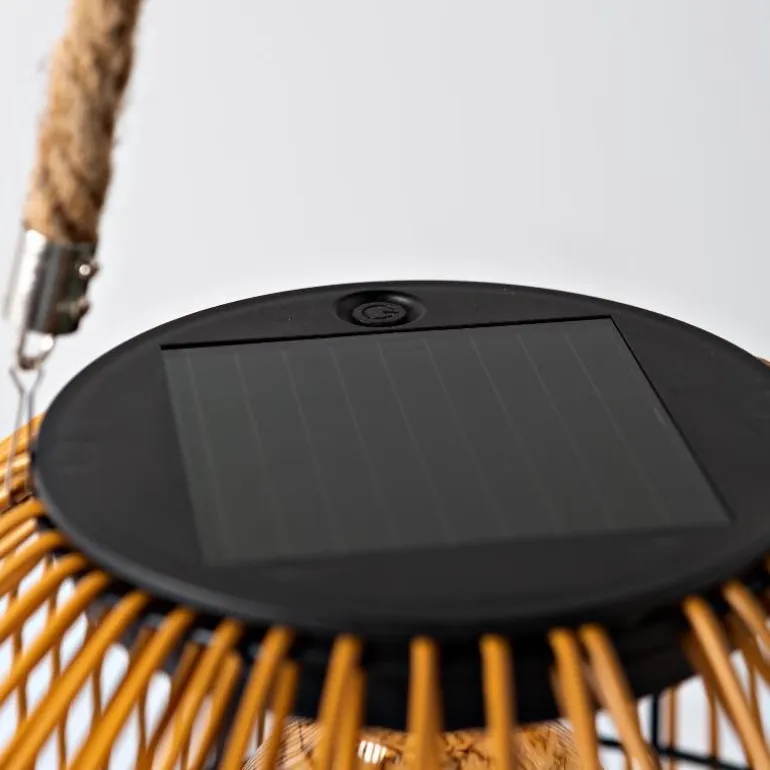 All-Weather Faux Rattan Solar Lantern, Round