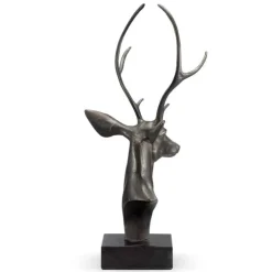 Aluminum and Marble Deer Bust Sculpture