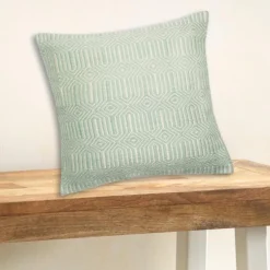 Aqua/Ivory Indoor Outdoor Pillow, 22" sq.