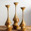 Art Deco Carved Candlesticks, Set of 3