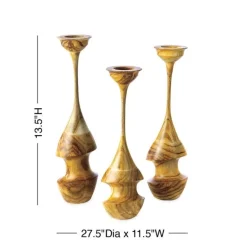 Art Deco Carved Candlesticks, Set of 3