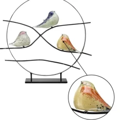 Art Glass Bird Trio Desk Decor