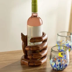 Artisan Carved Hand Wine Bottle Holder