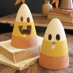 Artisan-Made Candy Corn Lanterns, Set of 2