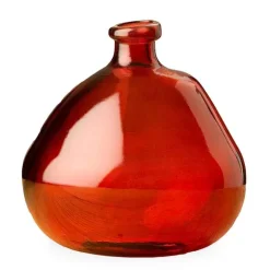 Askew Recycled Glass Balloon Vase, 9" - Red