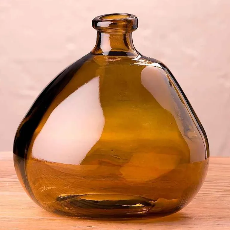 Askew Recycled Glass Balloon Vase, 9" - Mocha