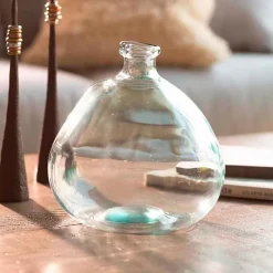 Askew Recycled Glass Balloon Vase, 9" - Clear