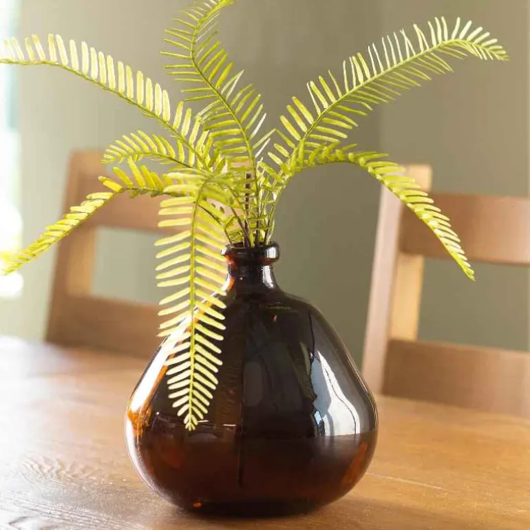 Askew Recycled Glass Balloon Vase, 9" - Chocolate