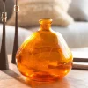 Askew Recycled Glass Balloon Vase, 9" - Amber