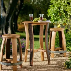 Barrel Stave Set of Table and 2 Stools
