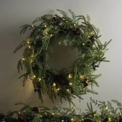 Battery Operated LED In/Out Norfolk Wreath