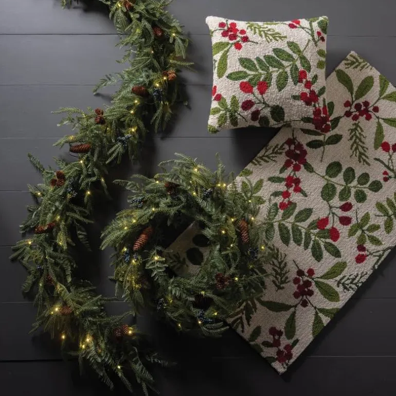 Battery-Operated Norfolk Pine Garland with LED Lights