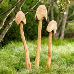 Bell Mushroom Garden Stakes, Set of 3