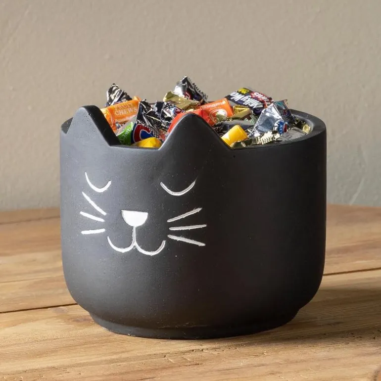 Black Cat Cement Planter