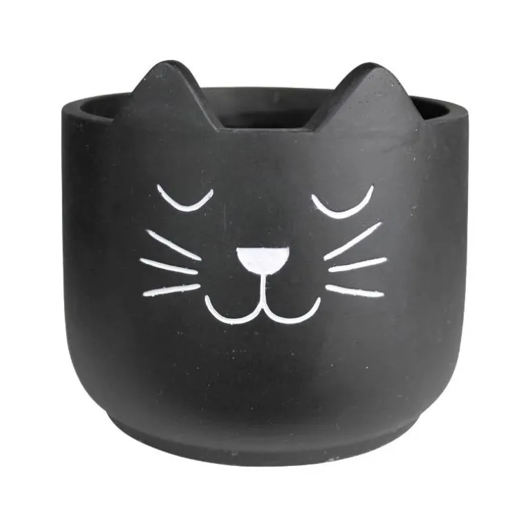 Black Cat Cement Planter