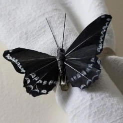 Black Feather Butterflies, Set of 8