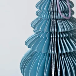 Blue Hand-Cut Honeycomb Paper Tree Ornament, 6