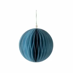 Blue Hand-Cut Honeycomb Paper Ball Ornament. 6