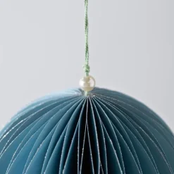 Blue Hand-Cut Honeycomb Paper Ball Ornament. 6