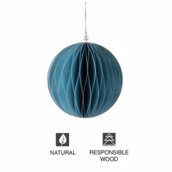 Blue Hand-Cut Honeycomb Paper Ball Ornament. 6