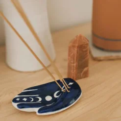 Blue Hand Moon Phase Incense Holder
