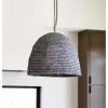 Blue Raffia Woven Pendant Light