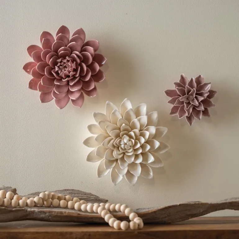 Blush Collection Ceramic Wall Flowers, Set of 3