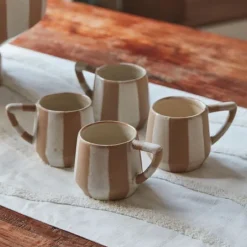 Botera Ceramic Striped Mug, Set of 4