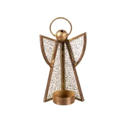 Brass Glass Angel Votive Holders, Set of 3