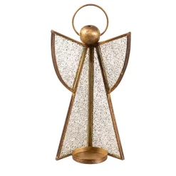 Brass Glass Angel Votive Holders, Set of 3