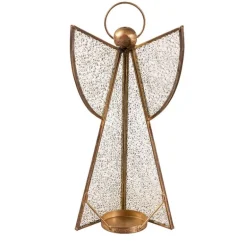 Brass Glass Angel Votive Holders, Set of 3
