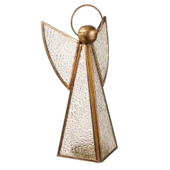 Brass Glass Angel Votive Holders, Set of 3