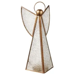 Brass Glass Angel Votive Holders, Set of 3