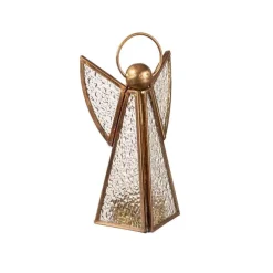 Brass Glass Angel Votive Holders, Set of 3