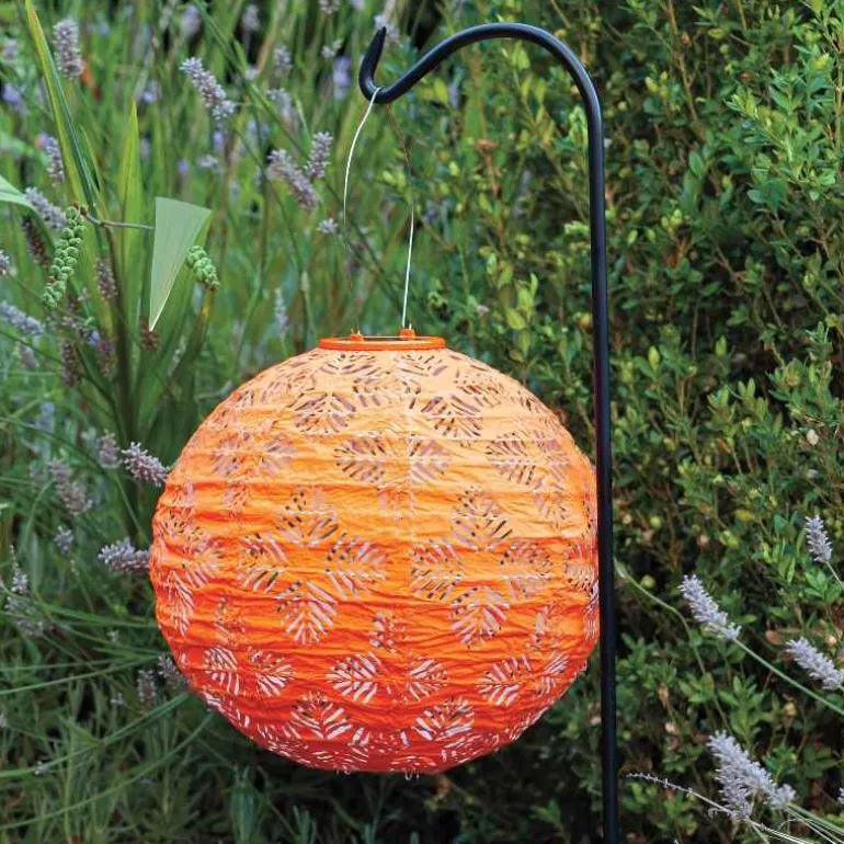 Brights Geo Palm Solar Lantern, 12"Dia. - Clementine