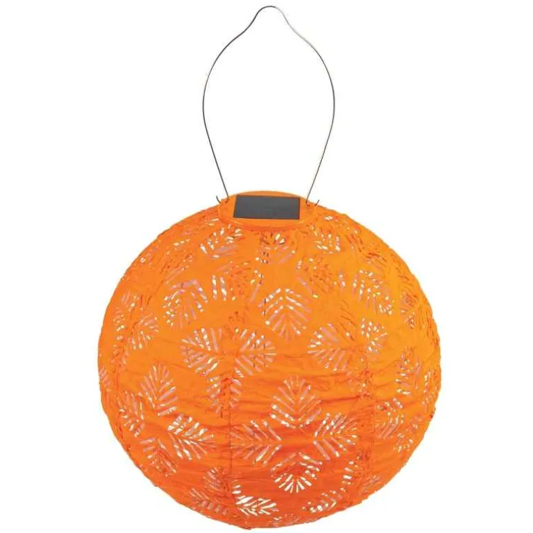 Brights Geo Palm Solar Lantern, 12"Dia. - Clementine