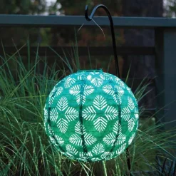 Brights Geo Palm Solar Lantern, 12"Dia. - Turquoise