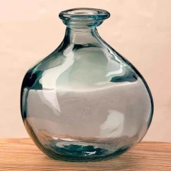 Bubble Recycled Glass Balloon Vase, 7"H - Smokey Blue