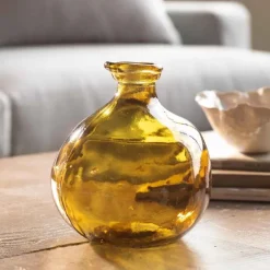 Bubble Recycled Glass Balloon Vase, 7"H - Mocha